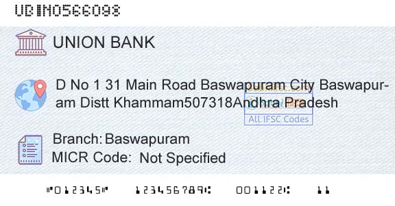 Union Bank Of India BaswapuramBranch 