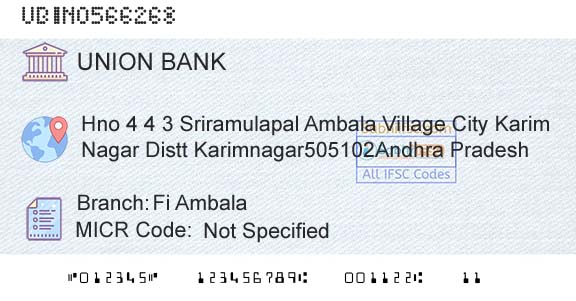 Union Bank Of India Fi AmbalaBranch 