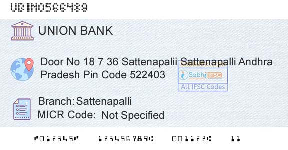 Union Bank Of India SattenapalliBranch 