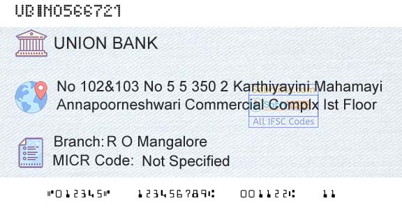 Union Bank Of India R O MangaloreBranch 