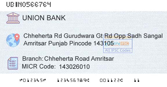 Union Bank Of India Chheherta Road AmritsarBranch 