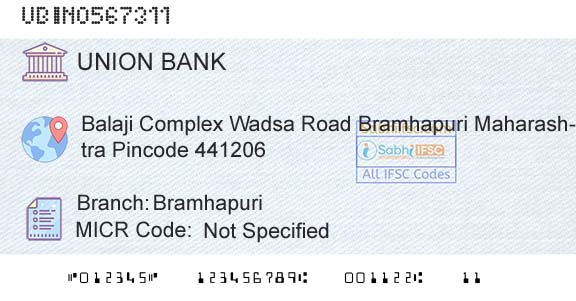 Union Bank Of India BramhapuriBranch 