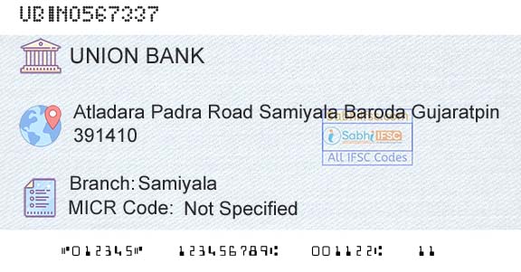 Union Bank Of India SamiyalaBranch 