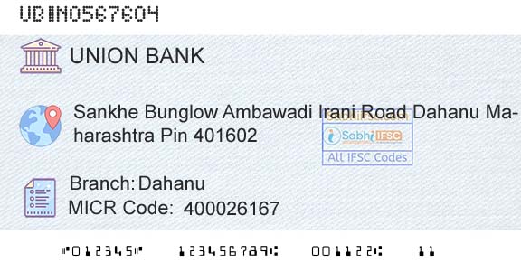 Union Bank Of India DahanuBranch 