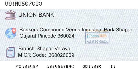 Union Bank Of India Shapar Veraval Branch 