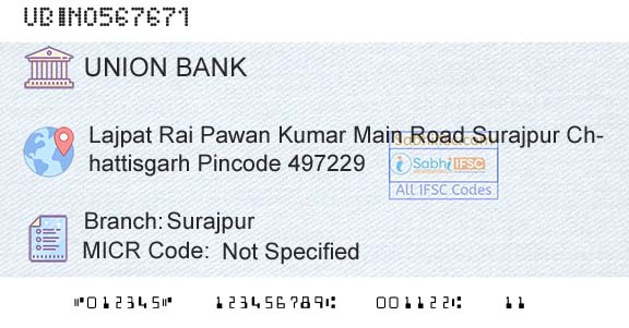 Union Bank Of India SurajpurBranch 