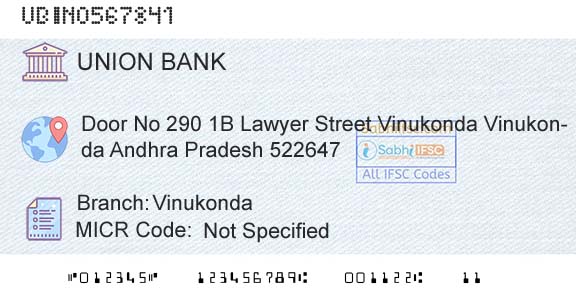 Union Bank Of India VinukondaBranch 