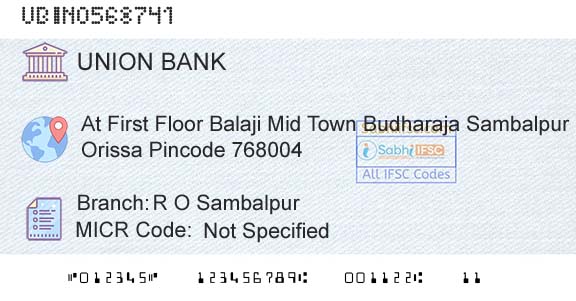 Union Bank Of India R O SambalpurBranch 