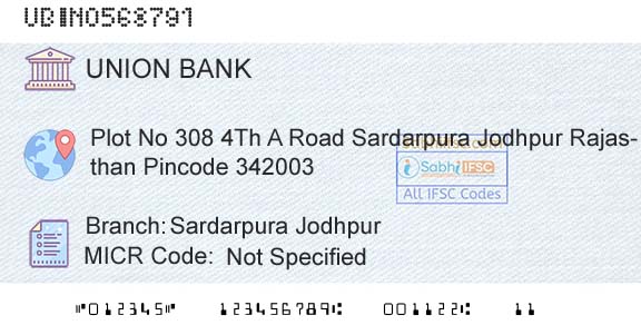 Union Bank Of India Sardarpura JodhpurBranch 