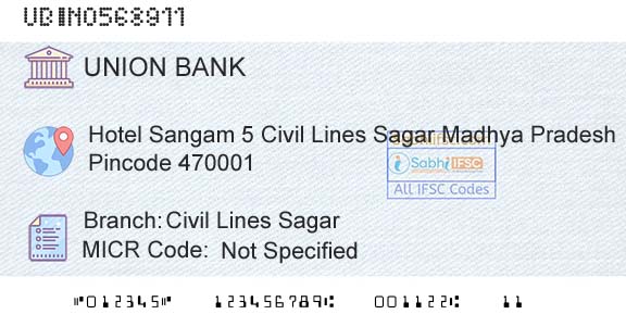 Union Bank Of India Civil Lines SagarBranch 