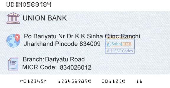 Union Bank Of India Bariyatu RoadBranch 