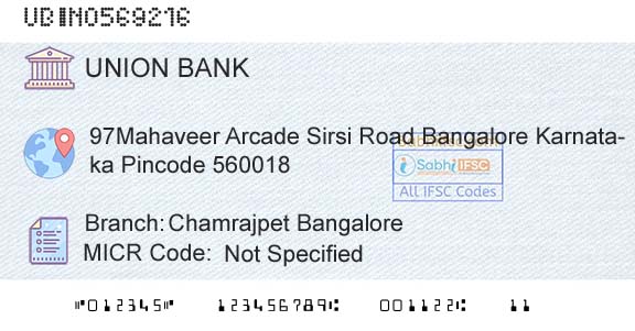 Union Bank Of India Chamrajpet BangaloreBranch 