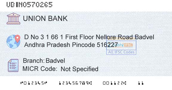 Union Bank Of India BadvelBranch 