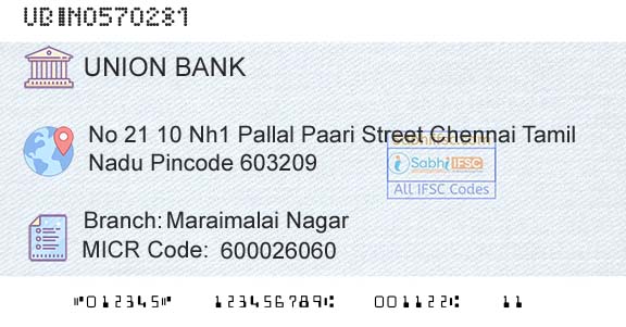 Union Bank Of India Maraimalai NagarBranch 