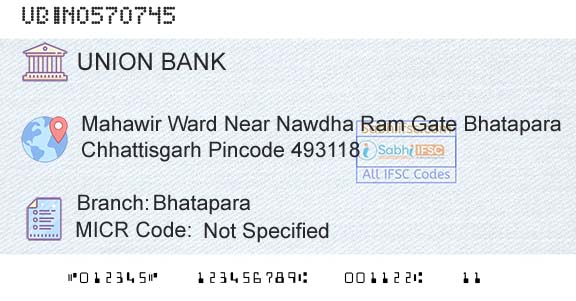 Union Bank Of India BhataparaBranch 