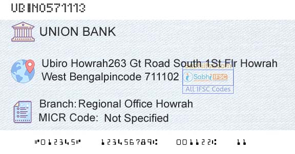 Union Bank Of India Regional Office HowrahBranch 