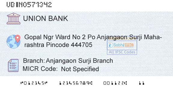Union Bank Of India Anjangaon Surji BranchBranch 