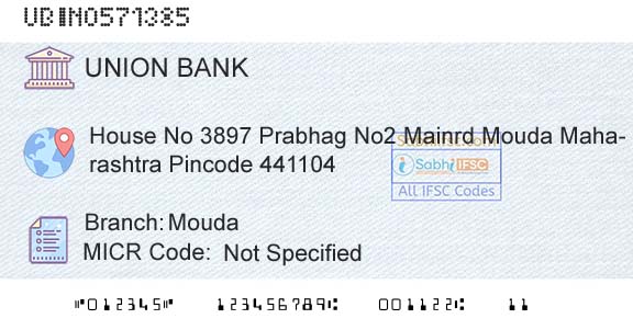 Union Bank Of India MoudaBranch 
