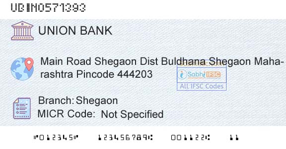 Union Bank Of India ShegaonBranch 