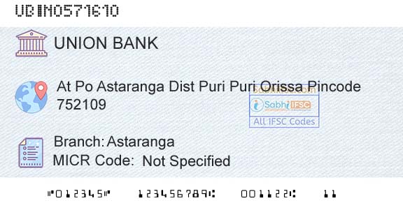 Union Bank Of India AstarangaBranch 