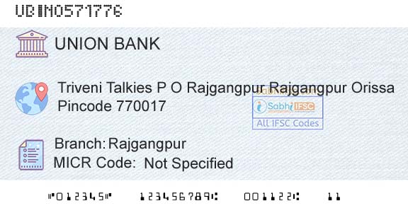 Union Bank Of India RajgangpurBranch 