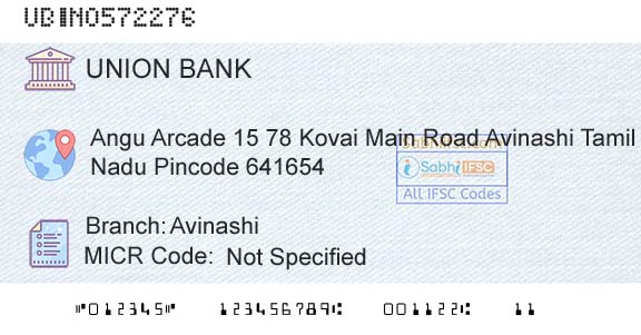 Union Bank Of India AvinashiBranch 
