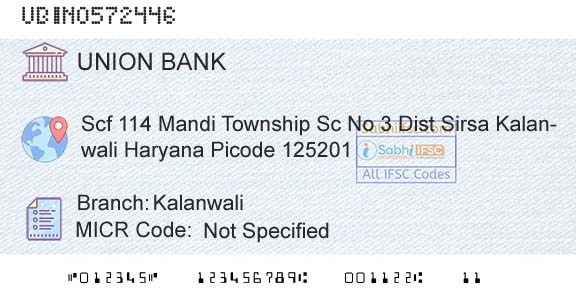 Union Bank Of India KalanwaliBranch 