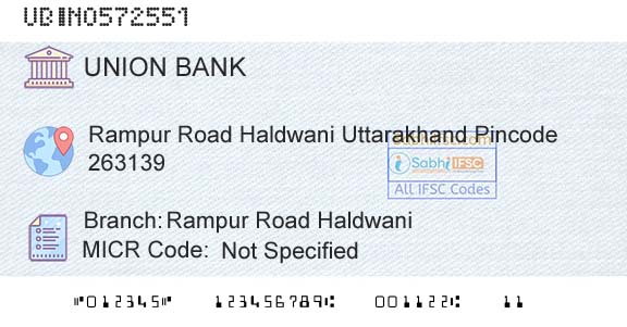 Union Bank Of India Rampur Road HaldwaniBranch 