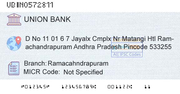 Union Bank Of India RamacahndrapuramBranch 