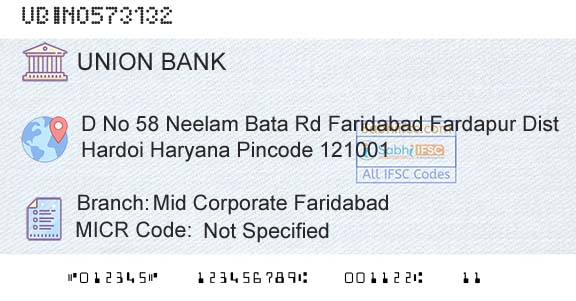 Union Bank Of India Mid Corporate FaridabadBranch 