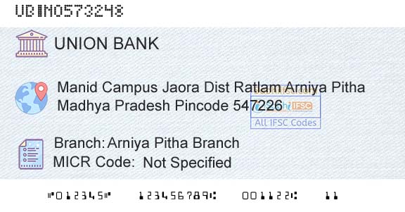 Union Bank Of India Arniya Pitha BranchBranch 