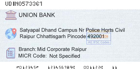 Union Bank Of India Mid Corporate RaipurBranch 