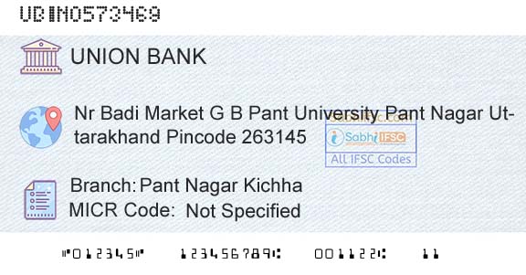 Union Bank Of India Pant Nagar KichhaBranch 