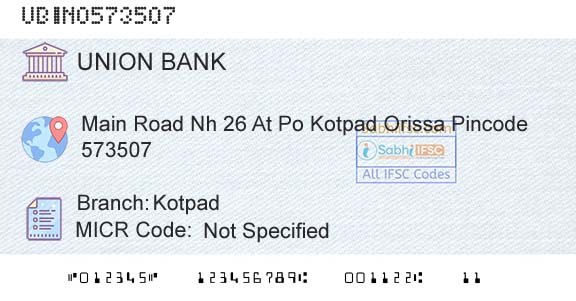 Union Bank Of India KotpadBranch 