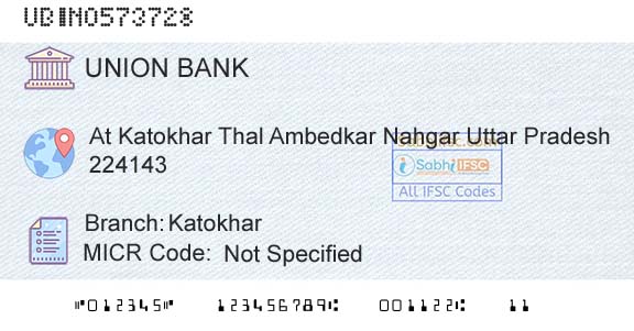 Union Bank Of India KatokharBranch 