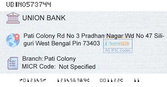 Union Bank Of India Pati ColonyBranch 