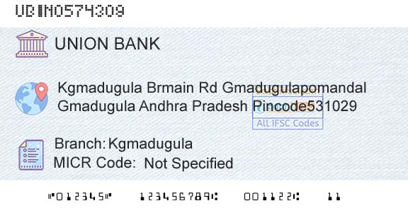 Union Bank Of India KgmadugulaBranch 