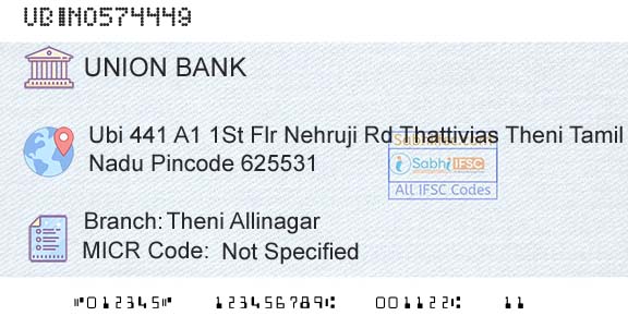 Union Bank Of India Theni AllinagarBranch 