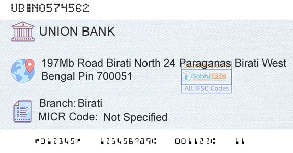 Union Bank Of India BiratiBranch 
