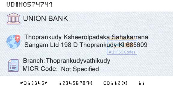 Union Bank Of India ThoprankudyvathikudyBranch 