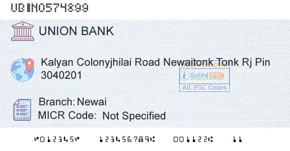 Union Bank Of India NewaiBranch 
