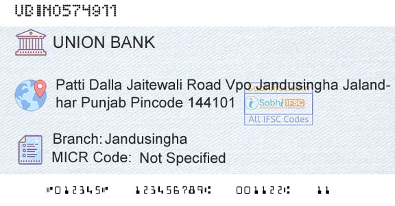 Union Bank Of India JandusinghaBranch 