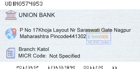 Union Bank Of India KatolBranch 