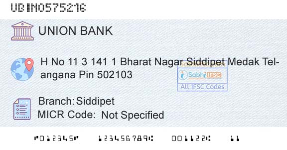 Union Bank Of India SiddipetBranch 