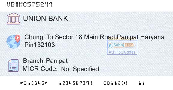 Union Bank Of India PanipatBranch 