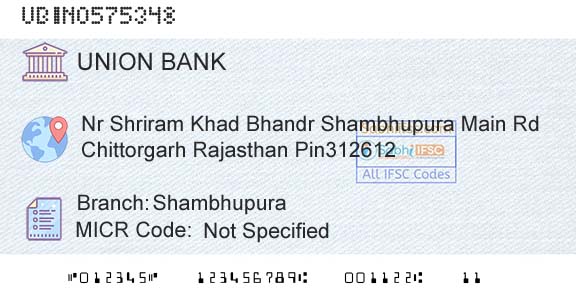 Union Bank Of India ShambhupuraBranch 