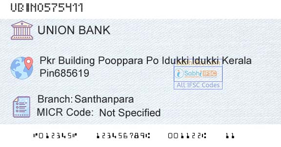 Union Bank Of India SanthanparaBranch 