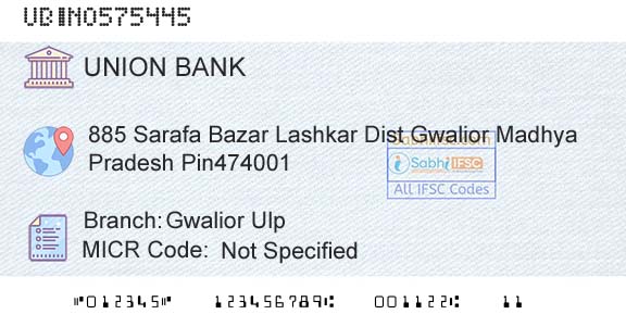Union Bank Of India Gwalior UlpBranch 