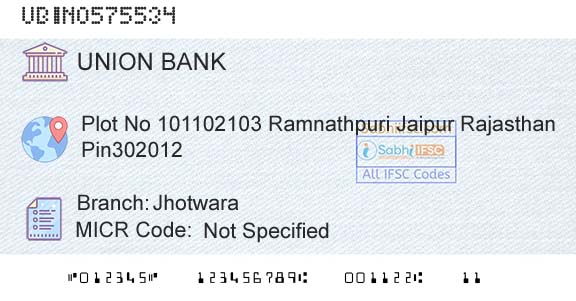 Union Bank Of India JhotwaraBranch 
