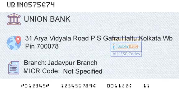 Union Bank Of India Jadavpur BranchBranch 